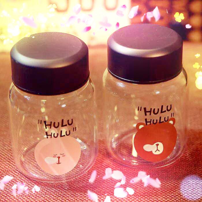 韓國可愛HULU小熊小兔動物水杯膠囊丸子學生兒童情侶玻璃水杯子