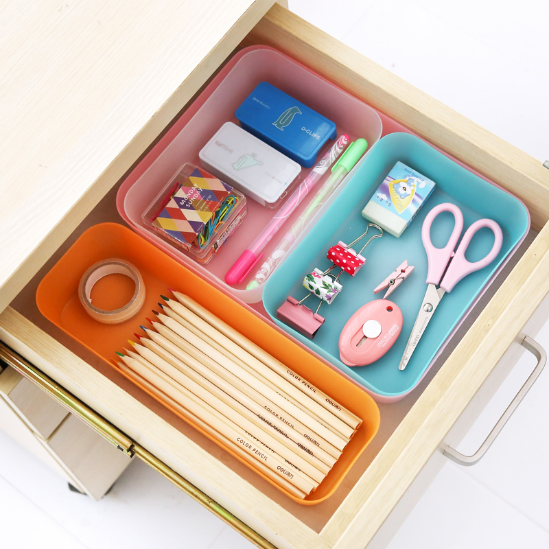 日式磨砂塑料桌面收納盒抽屜式化妝品整理盒零食收納盒