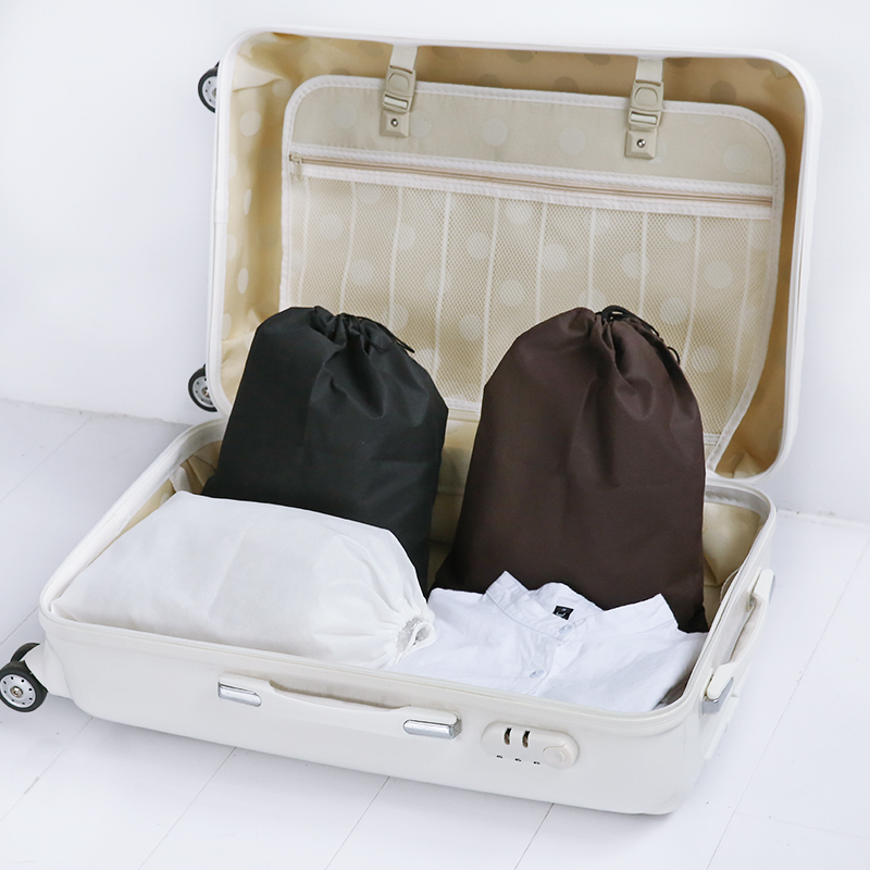 韓國旅行鞋子無紡布整理收納袋防塵布藝抽繩束口袋行李袋
